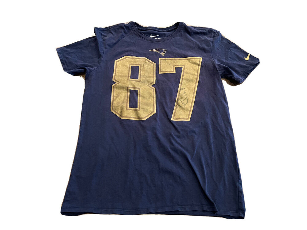 Nike Mens Navy Athletic Cut The Nike Tee Rob Gronkowski #87 NE Patriots Size L